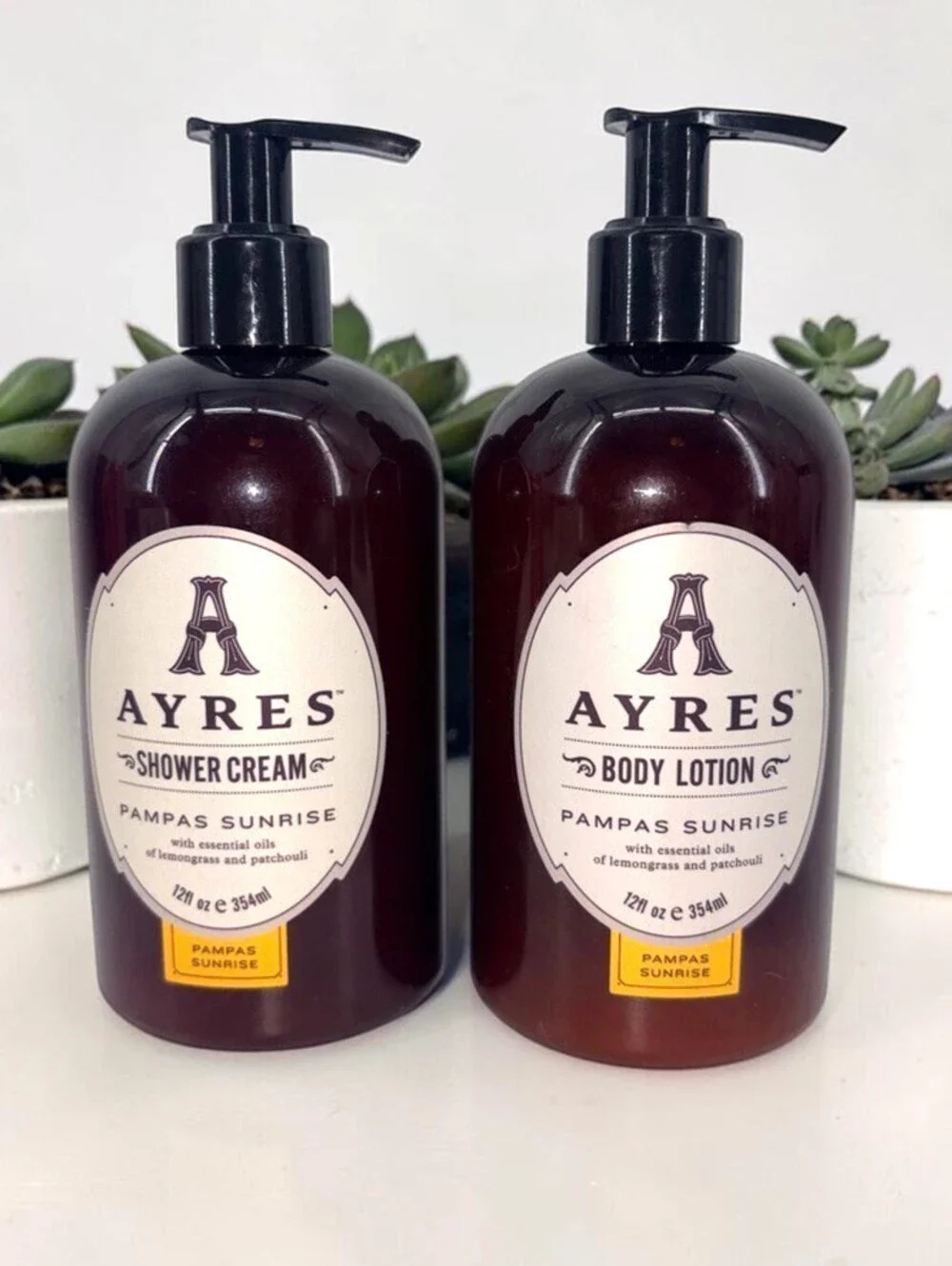 New Sealed Ayres Pampas Sunrise Shower Cream & Body Lotion 12 oz